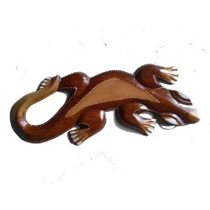 Gecko 30 cm bois antique